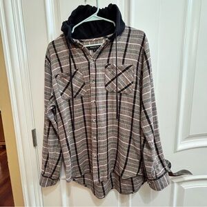 PacSun Brown Plaid striped  Shirt with Hood